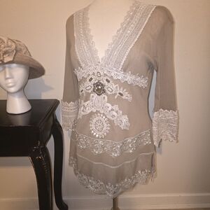 Boho Lace Embellished Tunic